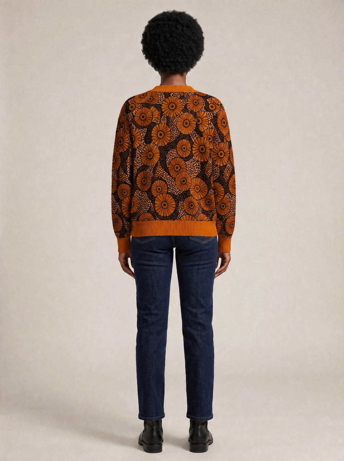 "Shada" Cardigan — back view on model