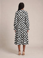 "Zamu" Long Puff Sleeve Dress — back view on model