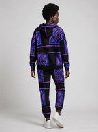 "Jioni" Black Violet Hoodie & Jogger Set — back view on model
