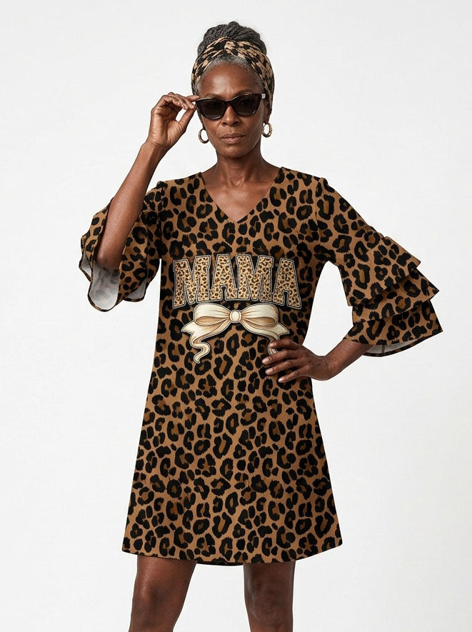 Mama Stacked Ruffle Sleeve Dress