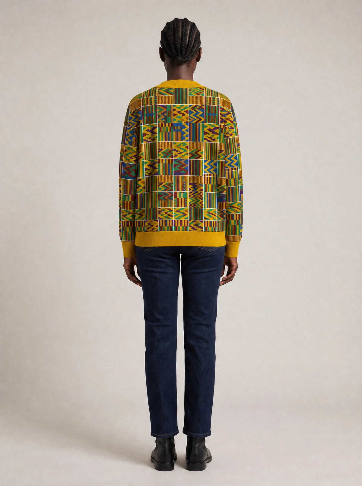 "Shangwe" Cardigan — back view on model