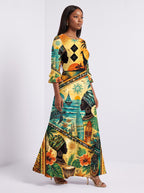 "Safari" Long Sleeve Maxi Dress