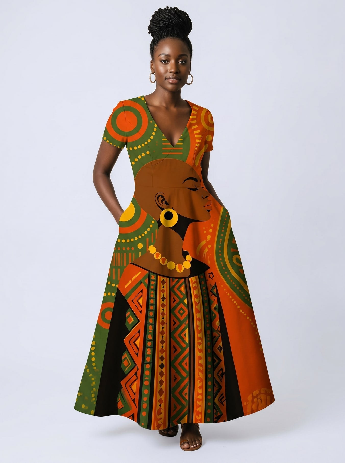 "Malkia" Short Sleeve Maxi Dress