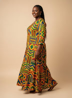 "Kumasi" Long Sleeve Maxi Dress