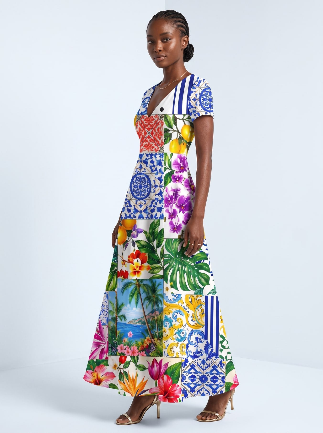 "Kisiwa" Short Sleeve Maxi Dress