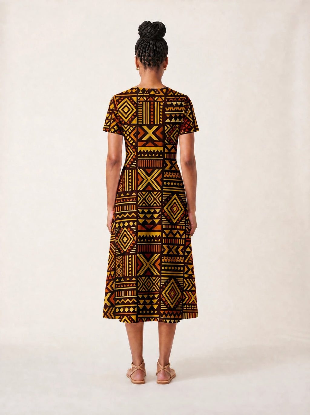 "Mudcloth" V Neck Midi Dress Promo