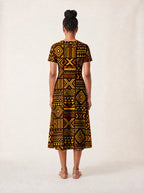 "Mudcloth" V Neck Midi Dress Promo