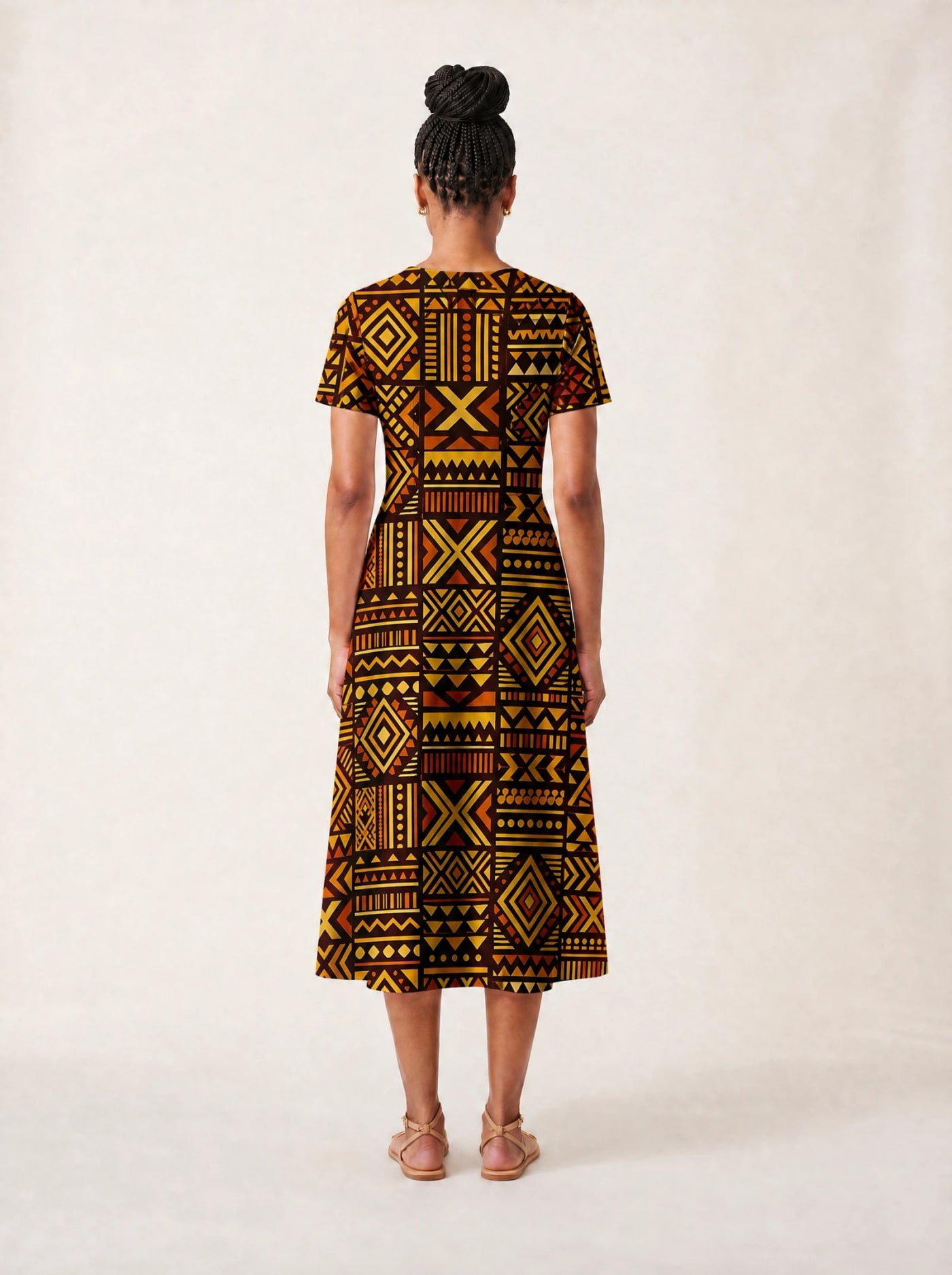 "Mudcloth" V Neck Midi Dress Promo