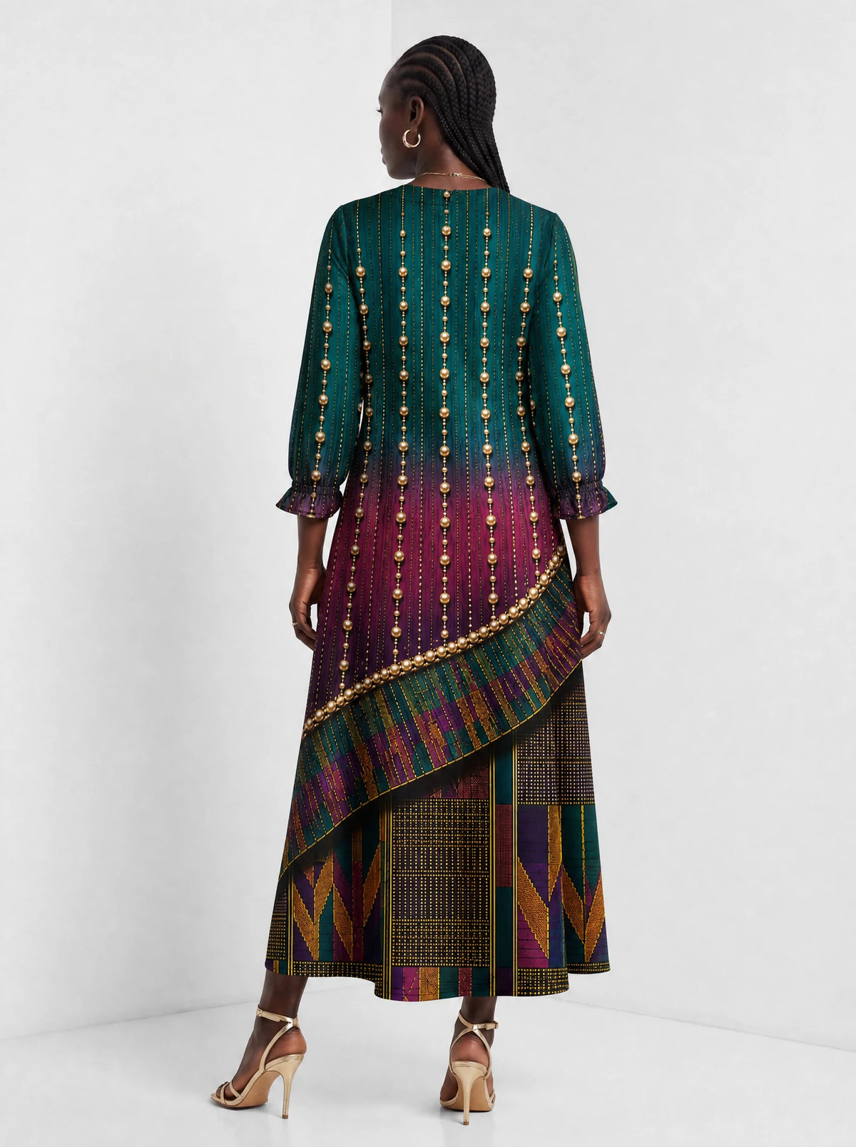 "Lulu" Long Sleeve Maxi Dress — back view on model