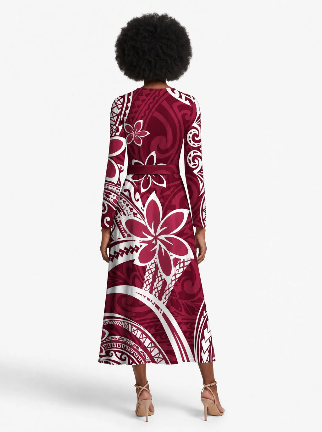 "Lehua" Long Sleeve Midaxi Dress — back view on model