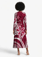 "Lehua" Long Sleeve Midaxi Dress — back view on model