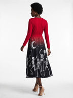 "Mwezi" Halloween Long Sleeve Midaxi Dress — back view on model