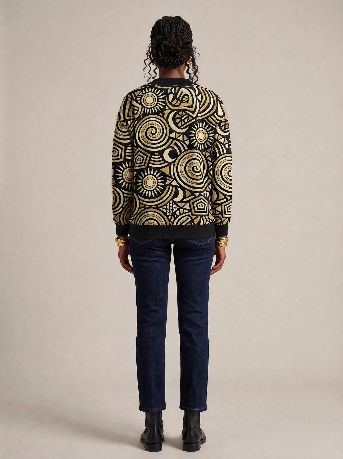 "Sahara" Cardigan — back view on model