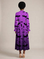 "Popo" Halloween Long Puff Sleeve Dress — back view on model