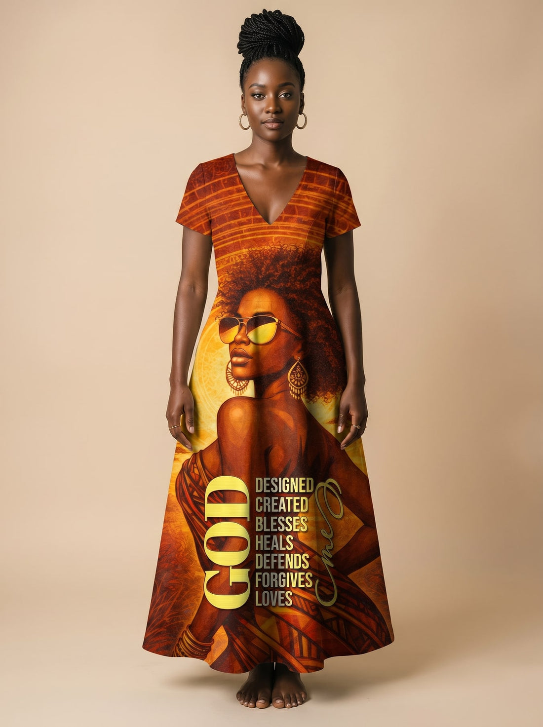 "Designed" Short Sleeve Maxi Dress
