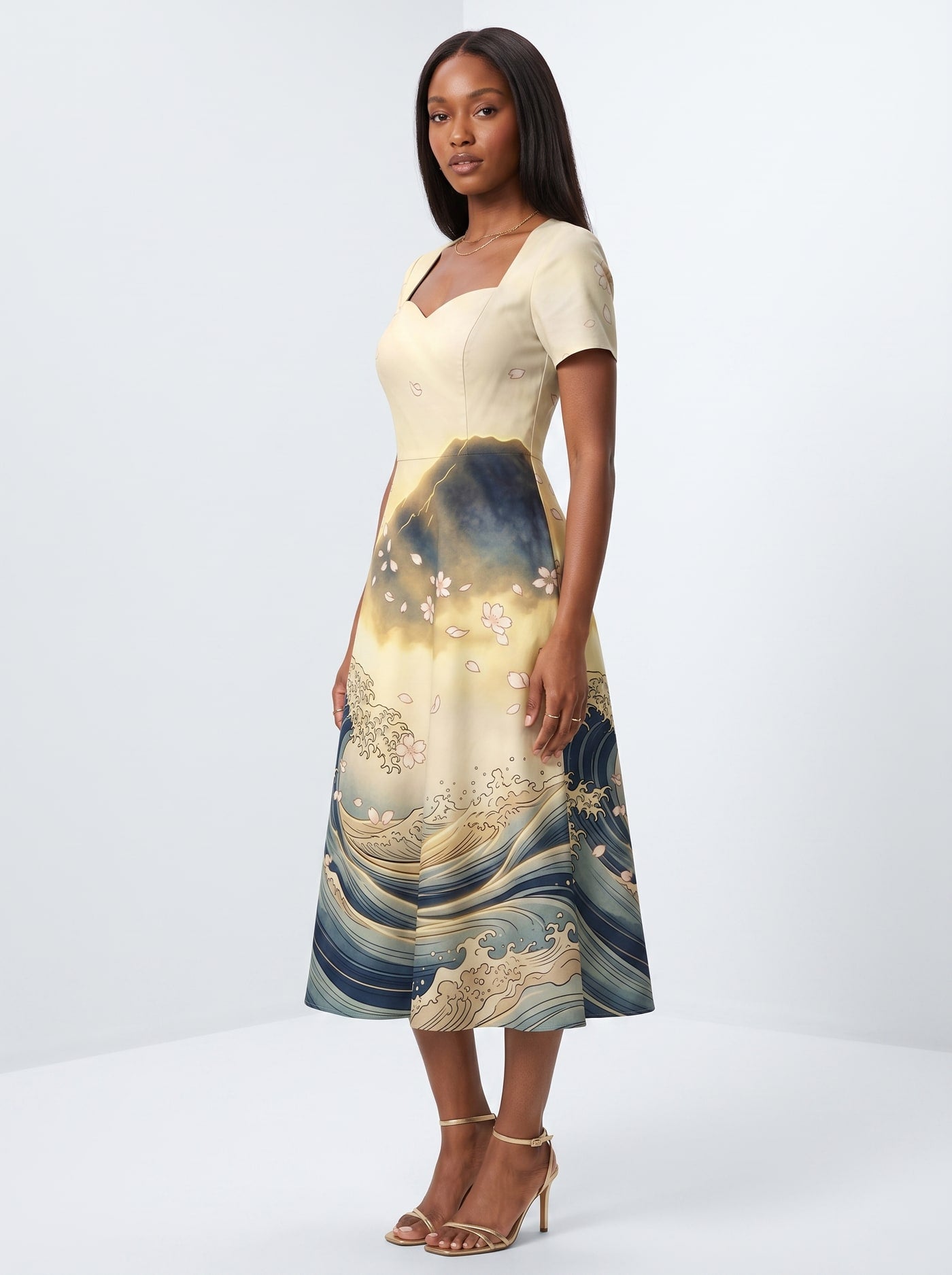 "Wimbi" Sweetheart Midi Dress