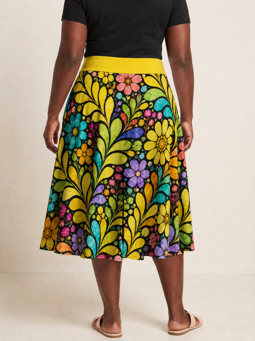 "Njano" Twirl Skirt — back view on model