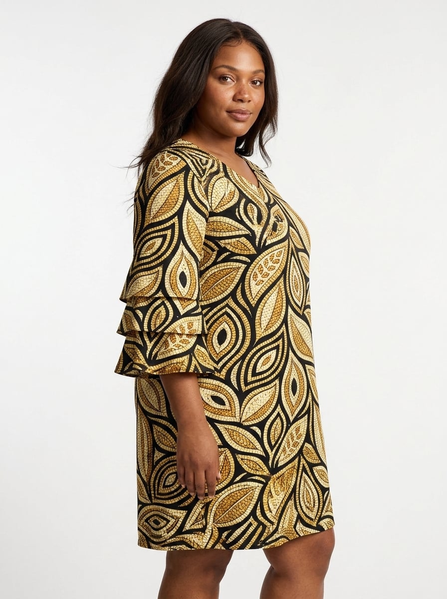 Ashanti Stacked Ruffle Sleeve Dress