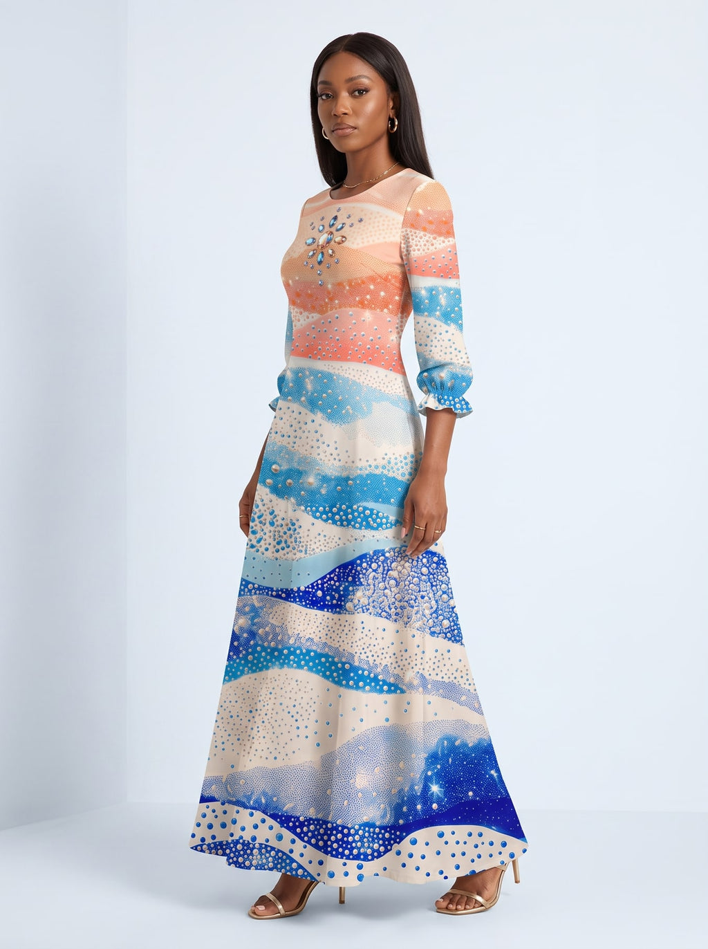 "Maji" Long Sleeve Maxi Dress