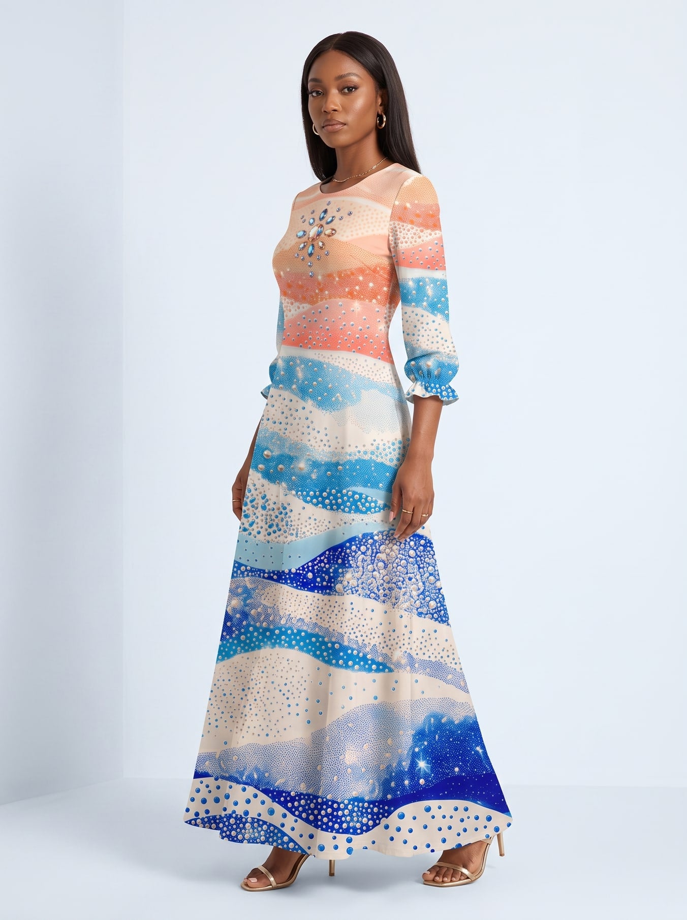 "Maji" Long Sleeve Maxi Dress