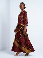 "August Girl Roses" Long Sleeve Maxi Dress