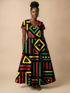 "Nairobi" Short Sleeve Maxi Dress