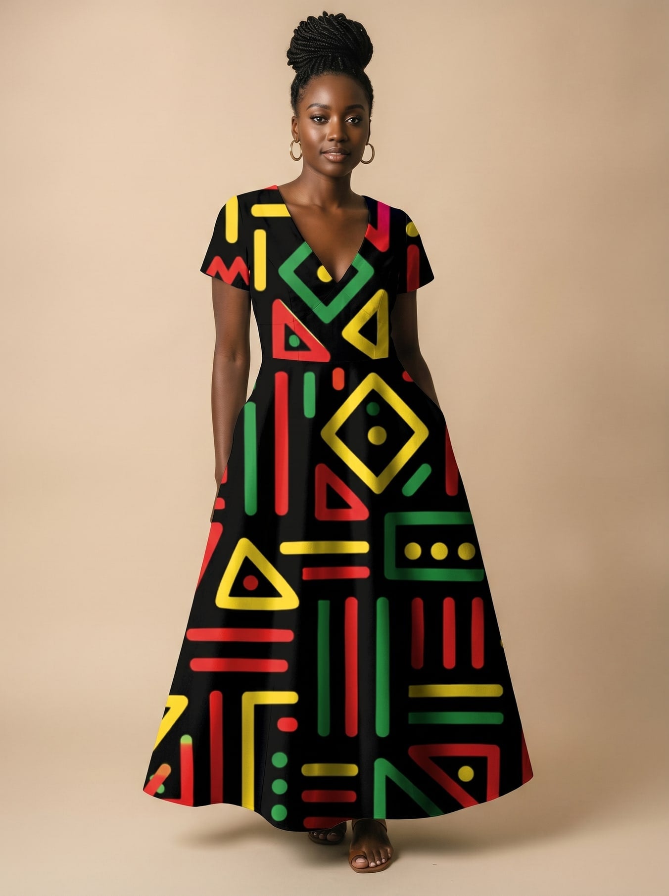 "Nairobi" Short Sleeve Maxi Dress