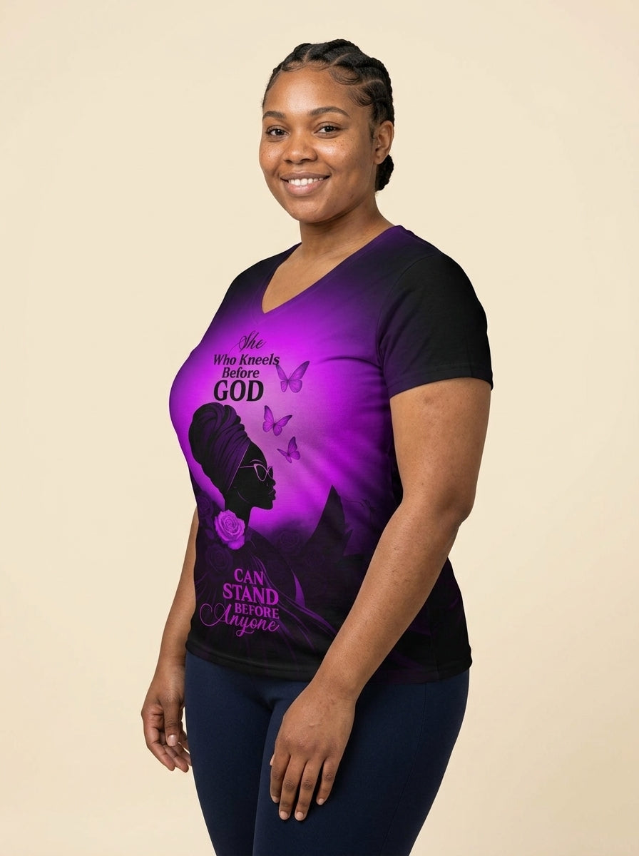 "Selah" Purple V-Neck T-Shirt