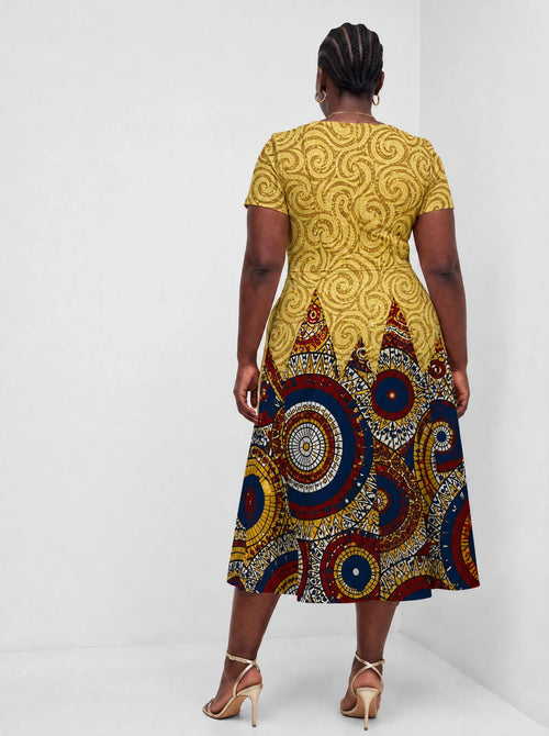 "Adhama" Sweetheart Midi Dress — back view on model
