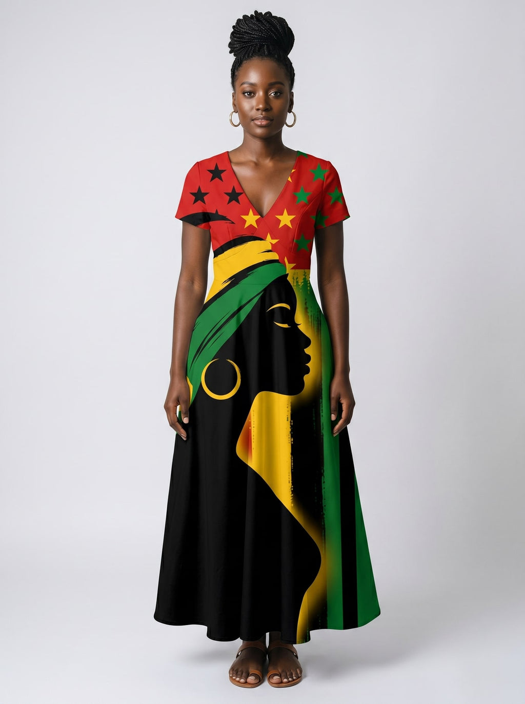 "Kwanza" Short Sleeve Maxi Dress