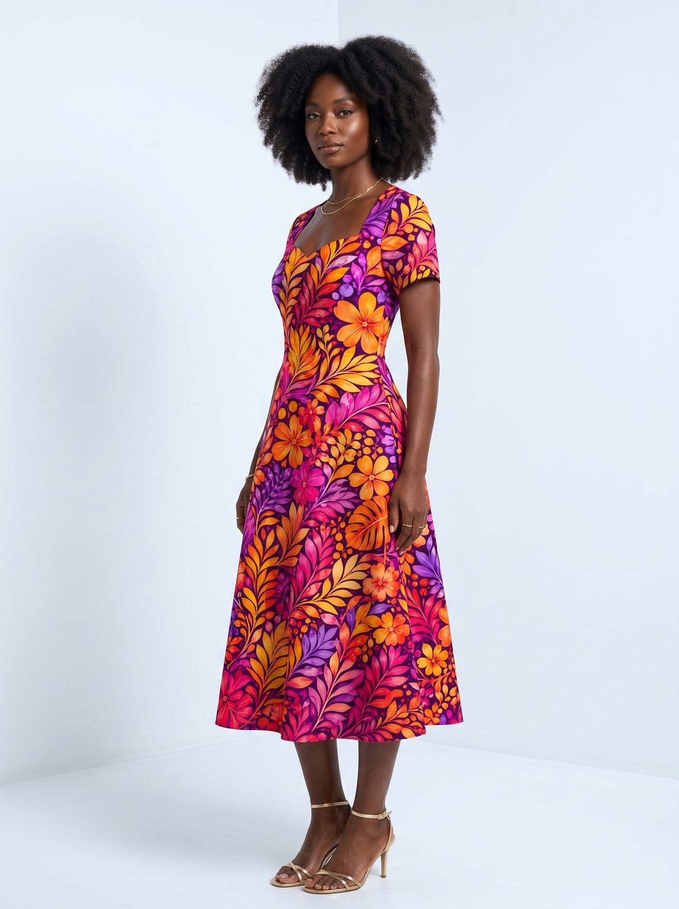 "Waridi" Sweetheart Midi Dress