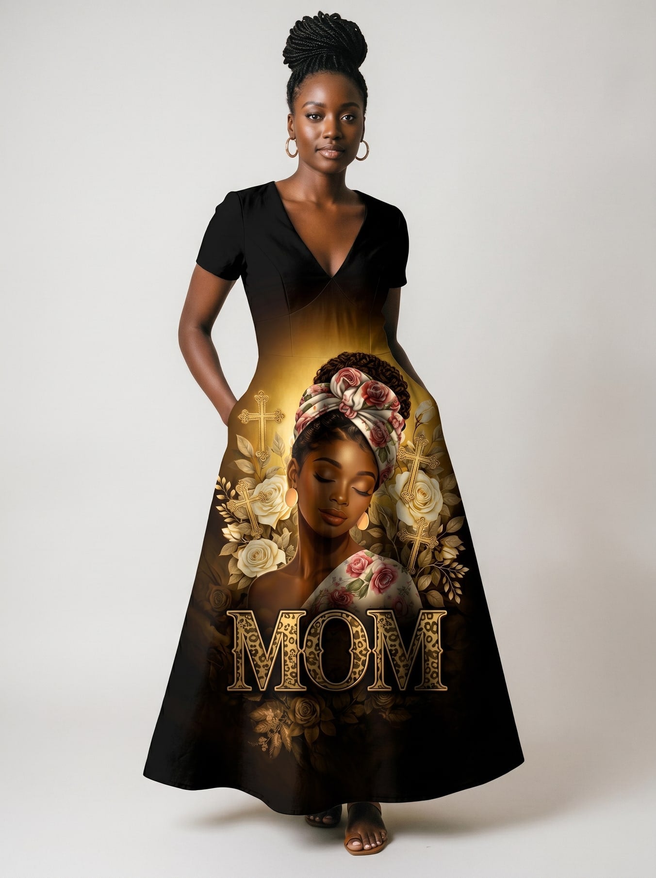 "Iyanu" Short Sleeve Maxi Dress