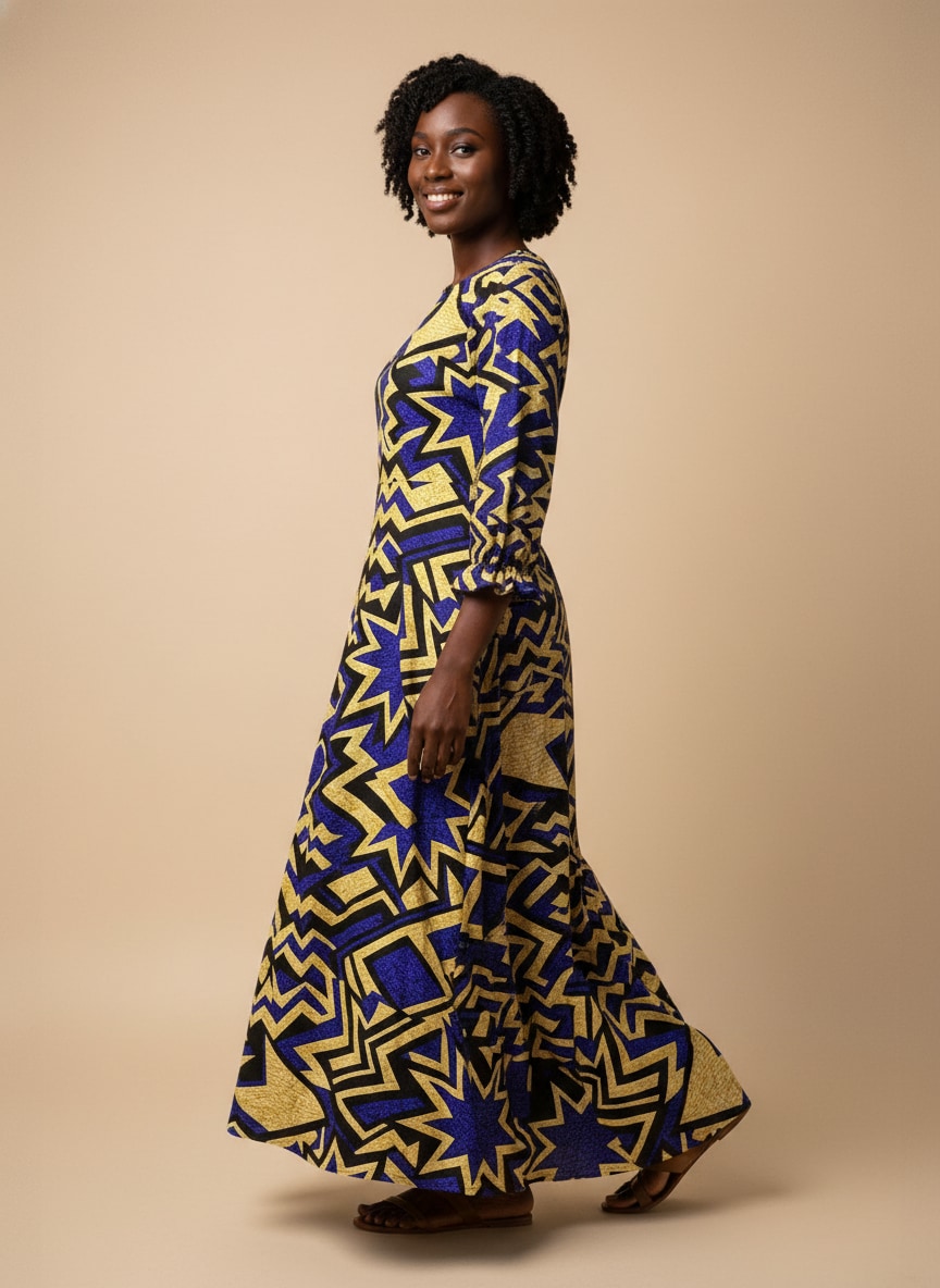 Royal Blue Sheba Long Sleeve Maxi Dress