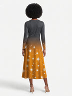 "Nuru" Long Sleeve Midaxi Dress — back view on model