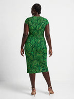 "Asili Emerald" Cap Sleeve Midi Dress — back view on model