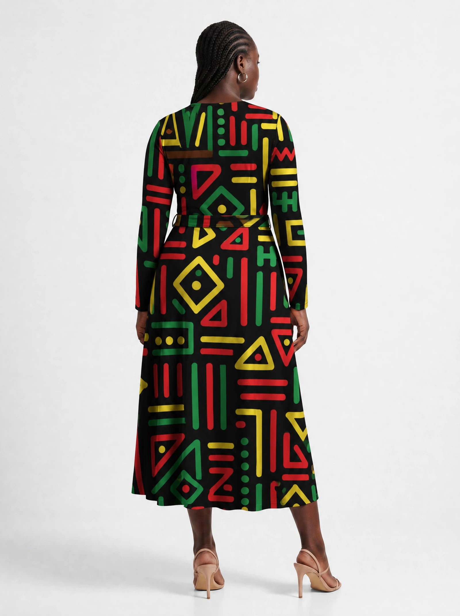"Nairobi" Viscose Midi Dress — back view on model