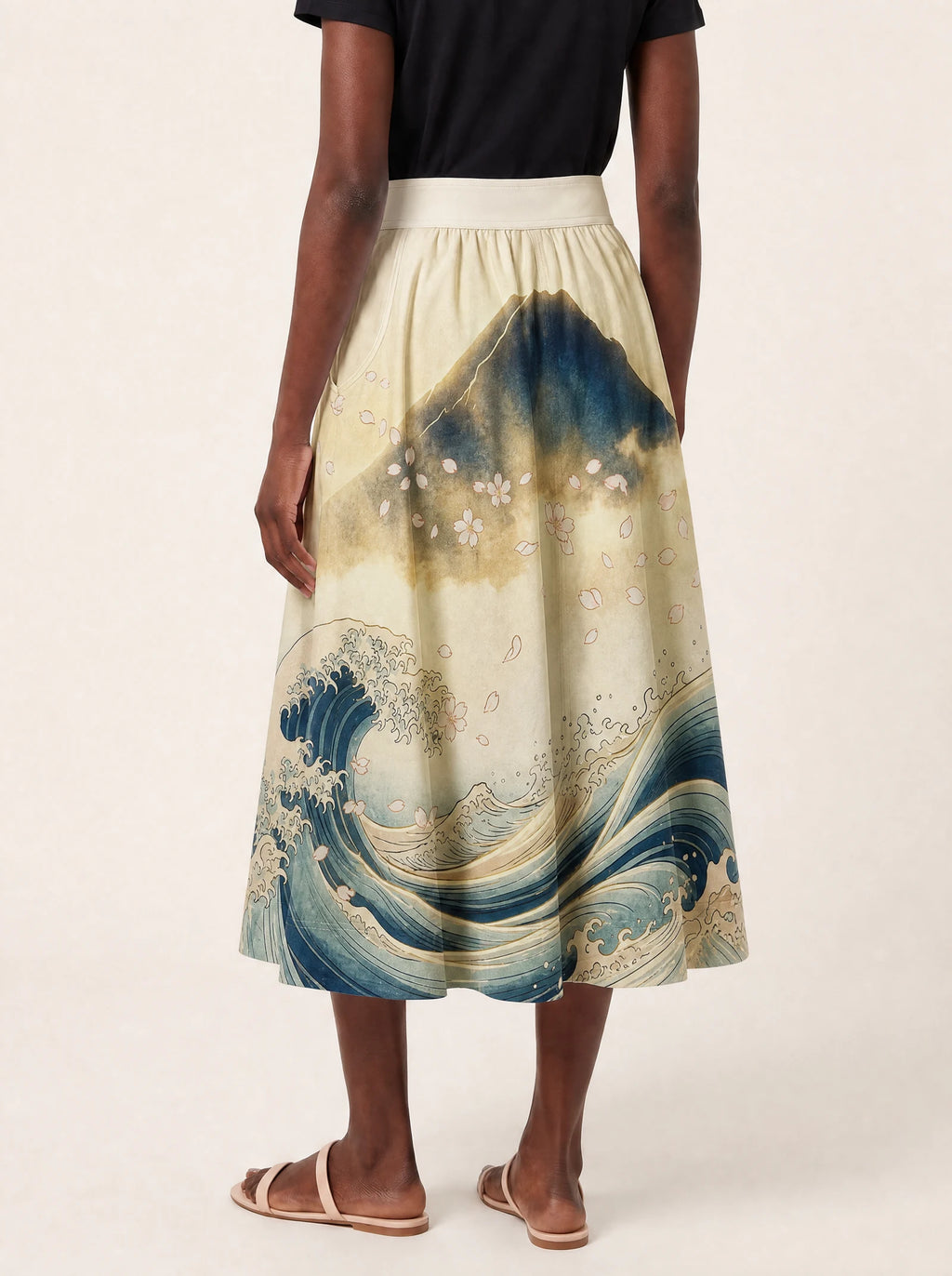 "Wimbi" Twirl Skirt — cropped back view on model