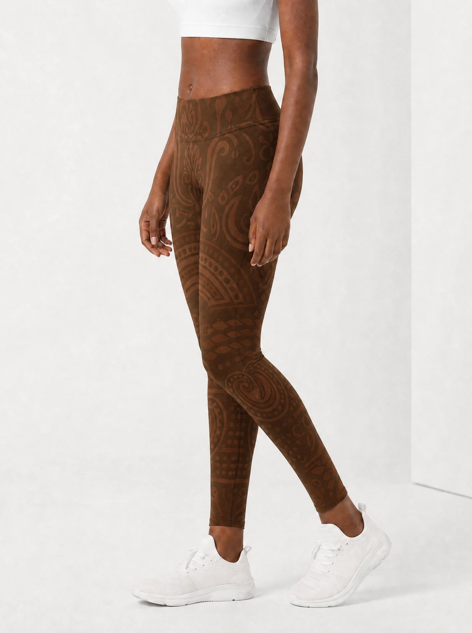 Dope Black Mom Leggings — side view on model