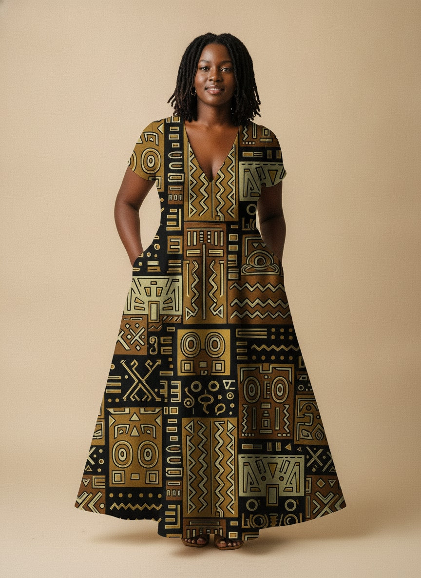 Sankofa Short Sleeve Maxi Dress