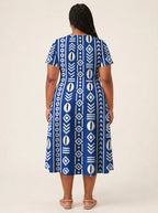 "Oshun Royal Blue" V Neck Midi Dress