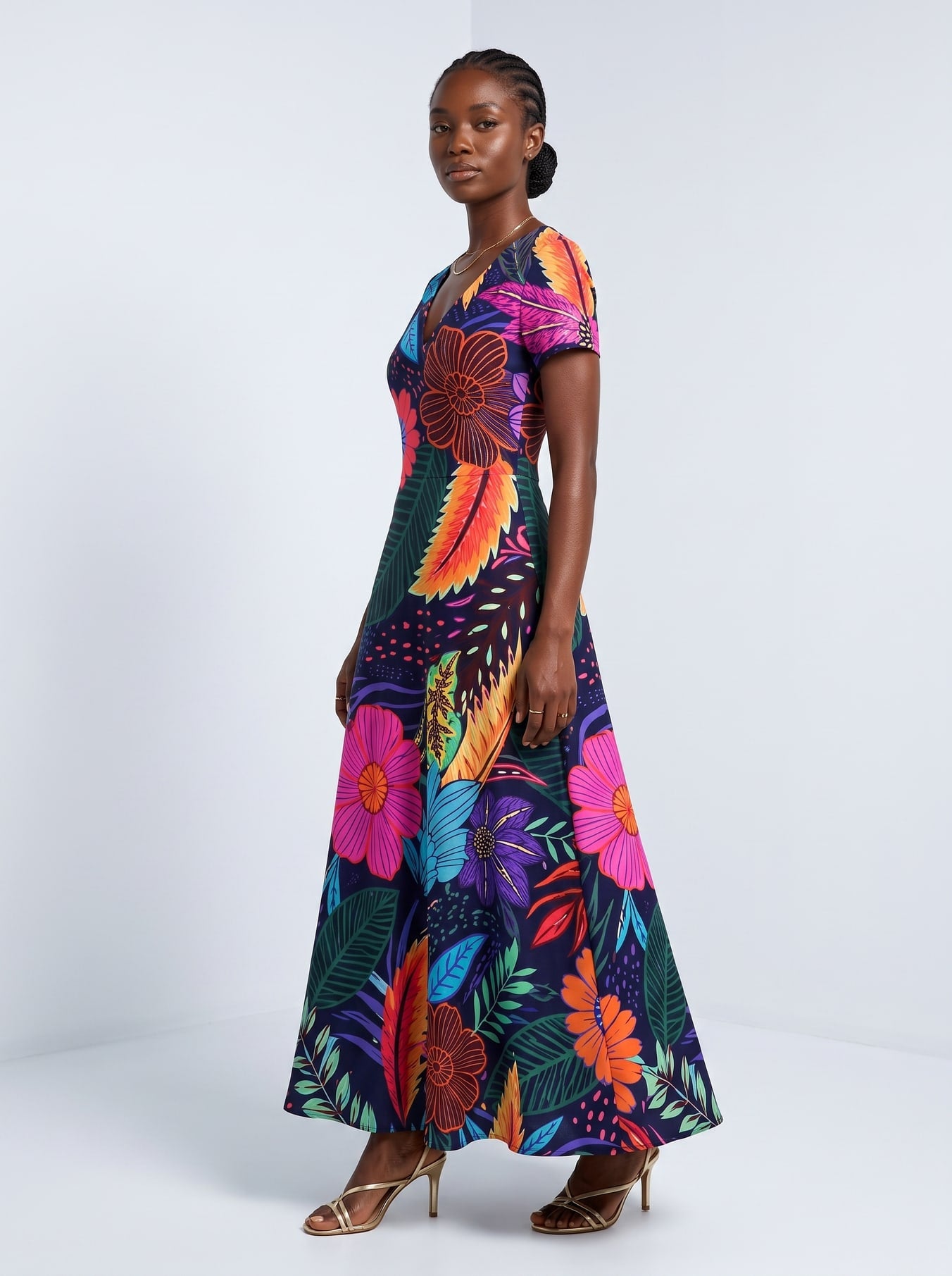 "Bustani" Short Sleeve Maxi Dress