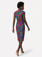 "Rangi" Cap Sleeve Midi Dress — back view on model