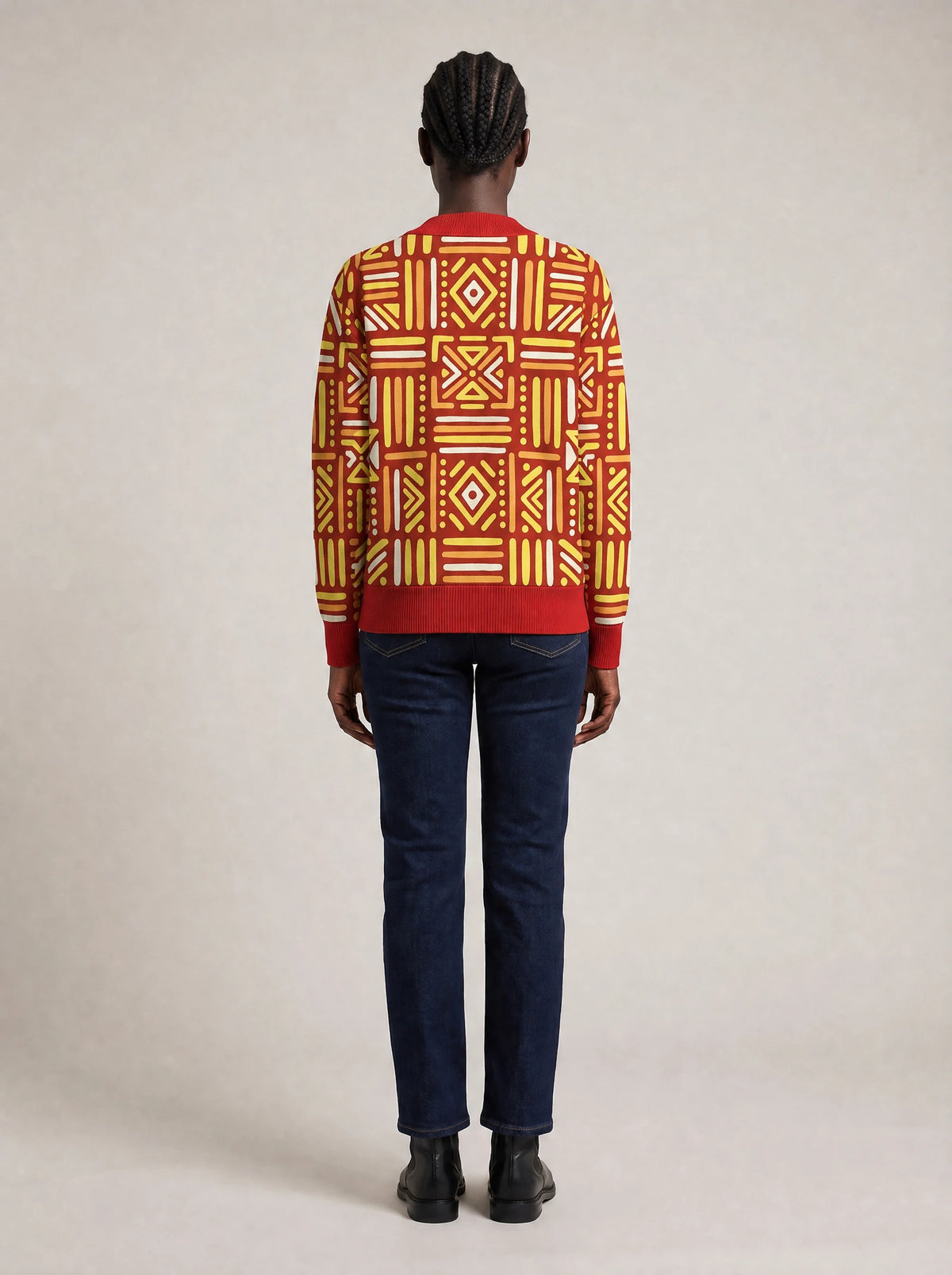 "Mistari" Cardigan — back view on model