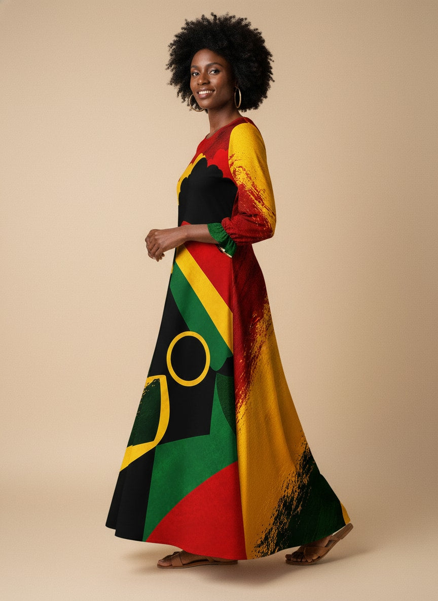 "Uhuru" Long Sleeve Maxi Dress
