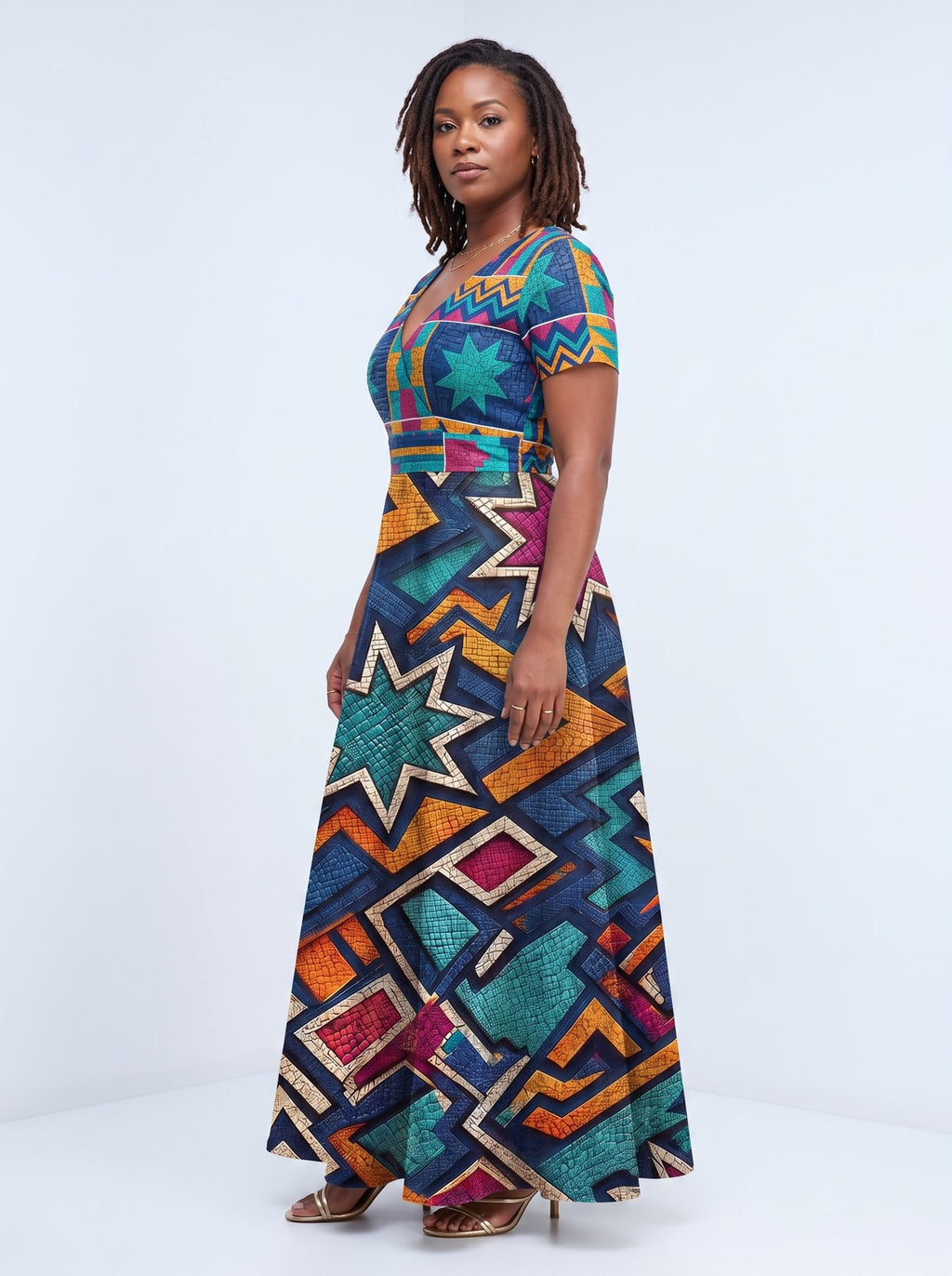 "Nuru" Short Sleeve Maxi Dress