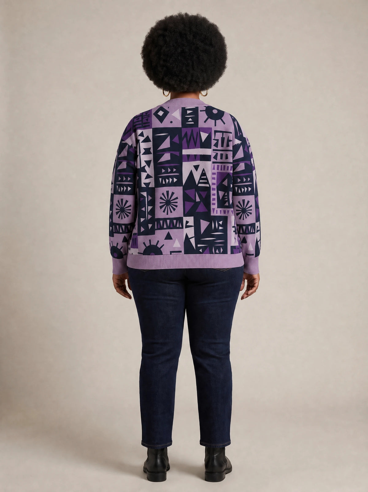 "Lavenda" Cardigan — back view on model