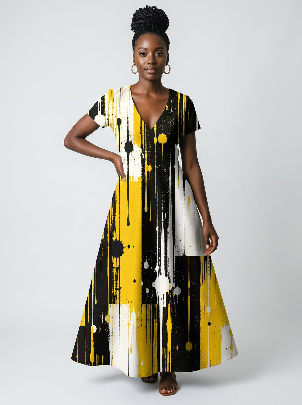 "Mvua" Short Sleeve Maxi Dress