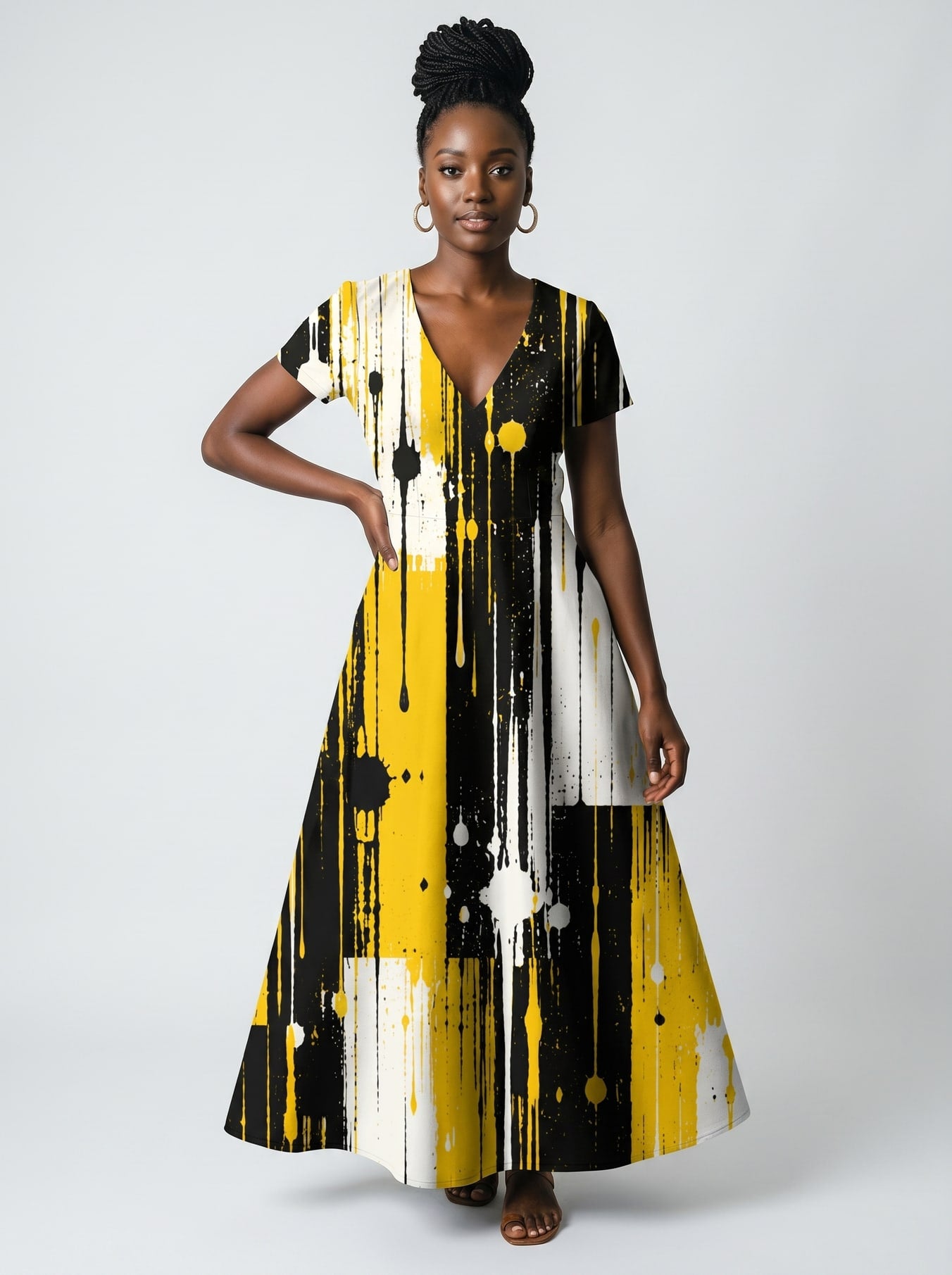 "Mvua" Short Sleeve Maxi Dress