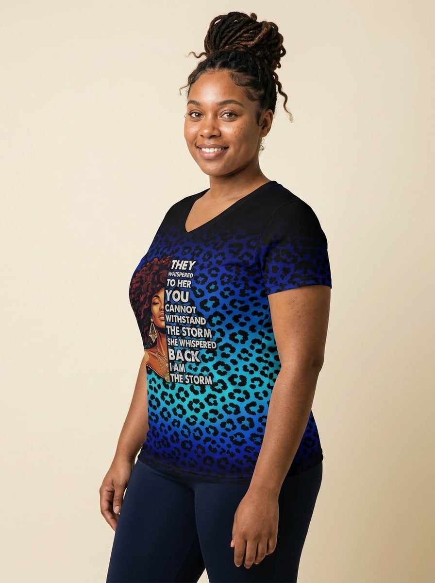 "Unstoppable" Sapphire Leopard V-Neck T-Shirt