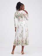 "Chanua" Long Sleeve Midaxi Dress — back view on model
